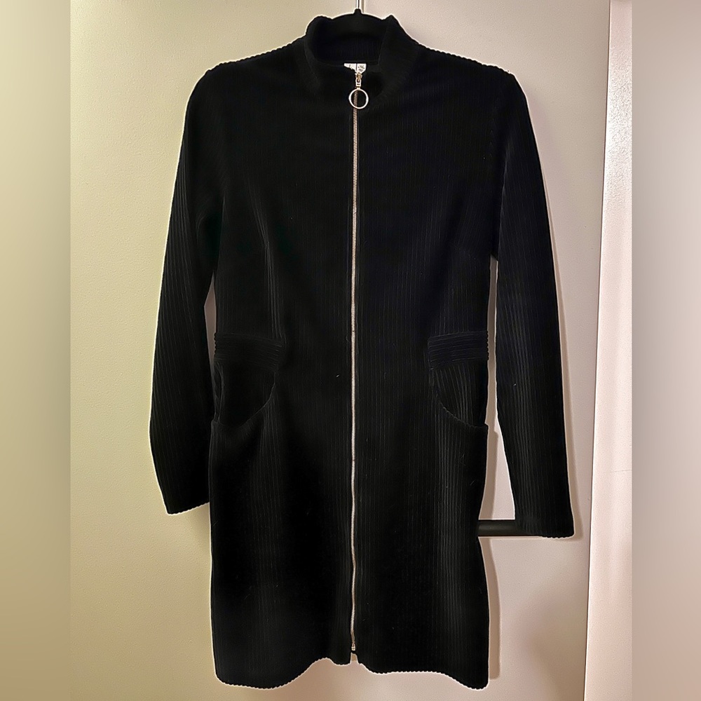 & Other Stories Zip Collar Velour Mini Dress Size 8